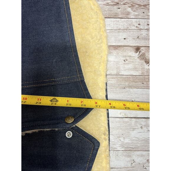 VCome on Strong Vest XL Mens Vintage Denim Shearling Sherpa Lined Snap Up - Picture 7 of 9